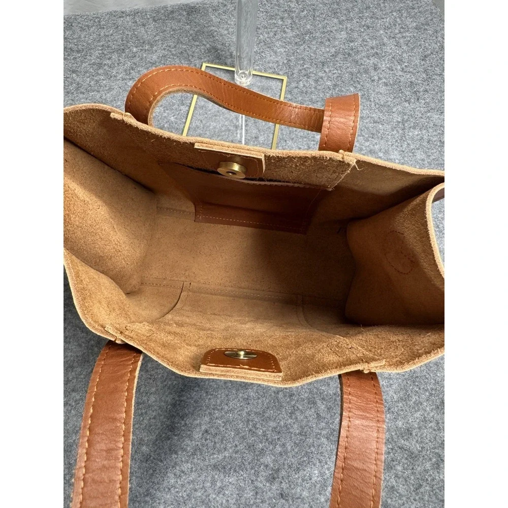 S-Zone Cow Split Leather Handbag Brown‎ Size Medium